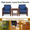 Costway 3PCS Patio Wicker Furniture Set Solid Wood Frame Cushion Sofa w/ Square Table Shelf